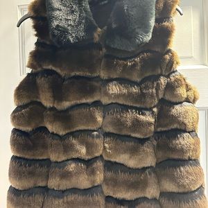 Aqua Faux Fur Vest - like NEW condition, soft and warm. 2 front slit pockets